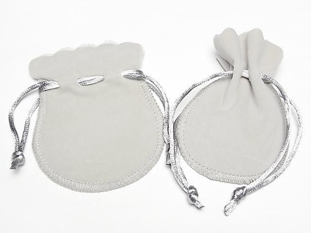 Round Drawstring Bag (Velvet) Gray 1pc