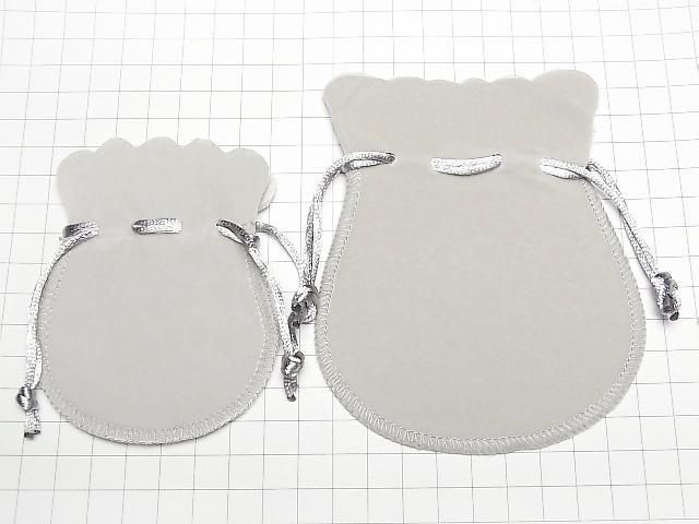 Round Drawstring Bag (Velvet) Gray 1pc