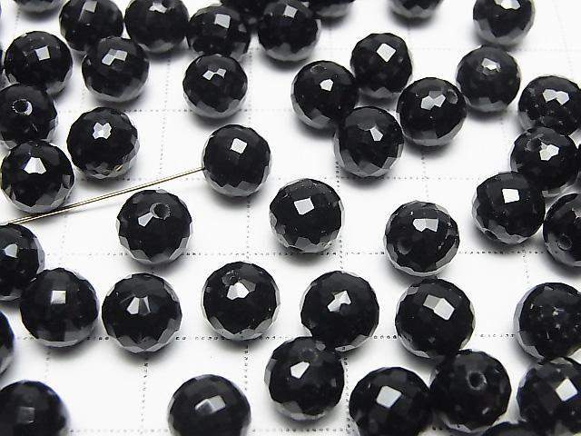 Onyx Halb Durchbohrtes Facettiertes Rund 8mm 2Stück