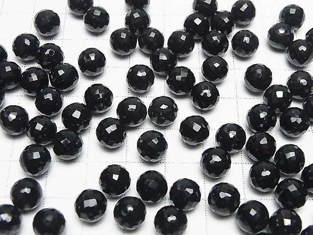 Onyx Halb Durchbohrtes Facettiertes Rund 8mm 2Stück