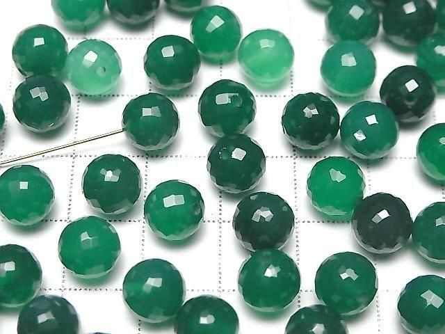 Grüner Onyx AAA- Halb Durchbohrtes Facettiertes Rund 8mm 2Stück
