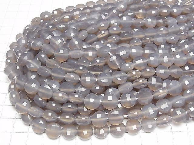 Hochwertig! Grauer Onyx facettiert Münze 10x10mm halb oder 1 Strang Perlen (ca. 14 Zoll/34 cm)