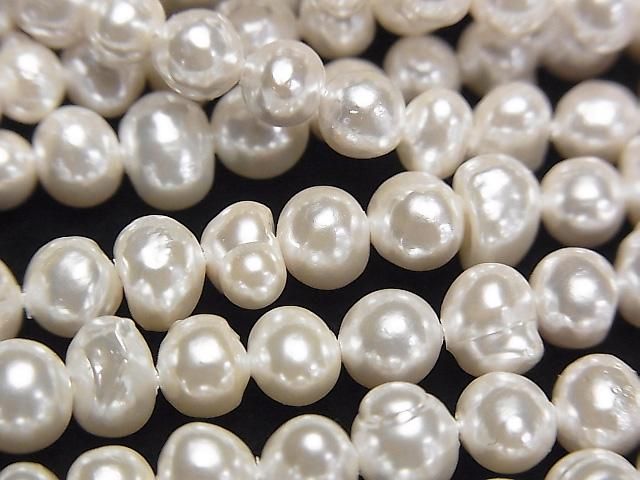 淡水珍珠 AA 白色馬鈴薯形 5-7mm 珍珠塗層 1串珠(約15英吋/38公分)