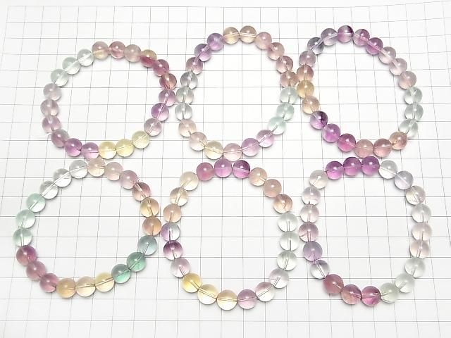 Multicolor Fluorit AAA- rund 9mm Farbverlauf-Armband
