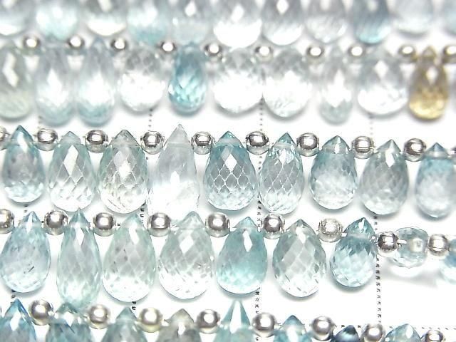 Hochwertiger natürlicher blauer Zirkon AAA Tropfen facettiert Briolette halb oder 1 Strang Perlen (ca. 7 Zoll/18 cm)