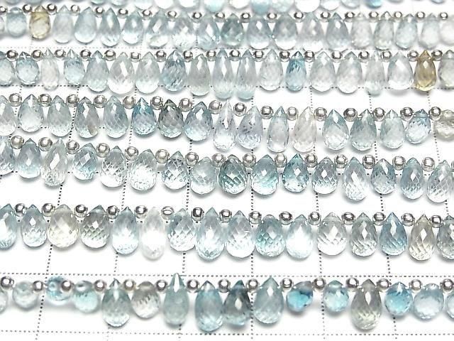 Hochwertiger natürlicher blauer Zirkon AAA Tropfen facettiert Briolette halb oder 1 Strang Perlen (ca. 7 Zoll/18 cm)