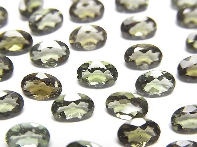 優質莫爾道石 AAA 裸石 橢圓刻面 6x4mm 2顆