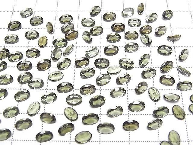 優質莫爾道石 AAA 裸石 橢圓刻面 6x4mm 2顆
