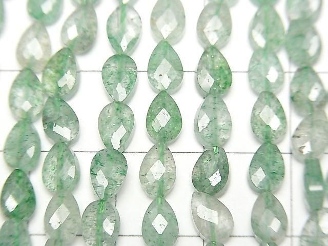 Hochwertig! Grüner Aventurin Vertikales Loch Facettierte Birnenform 6x4mm 1strang Perlen (ca. 15 Zoll/36 cm)