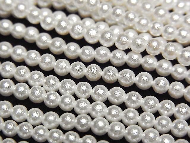 Muschelperle (Zuckerperle) weiße rund 3mm 1 Strang Perlen (ca. 15 Zoll/38 cm)