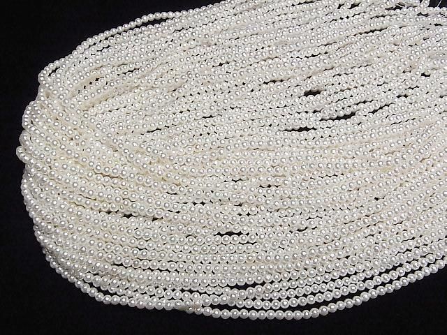 Muschelperle (Zuckerperle) weiße rund 3mm 1 Strang Perlen (ca. 15 Zoll/38 cm)