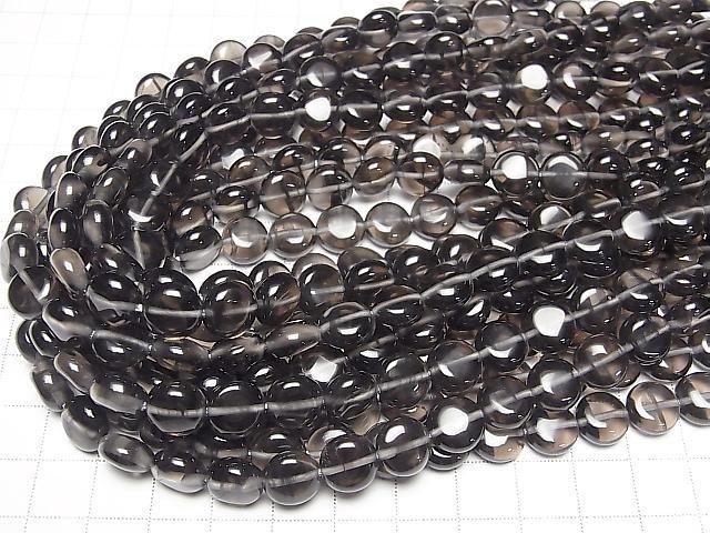Lemurischer Obsidian Coin 10x10mm halb oder 1 Strang Perlen (ca. 15 Zoll/38 cm)