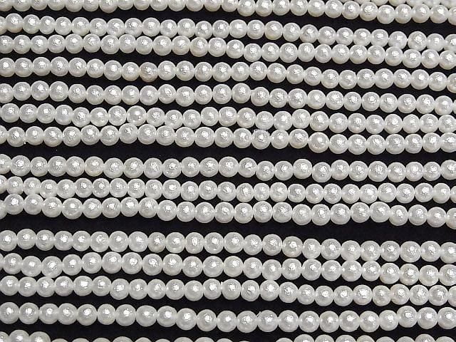 Coquille de perle (perle de sucre) ronde blanche 4mm 1 fil de perles (environ 15 pouces/38 cm)