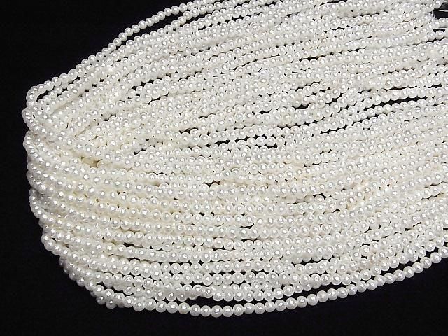 Coquille de perle (perle de sucre) ronde blanche 4mm 1 fil de perles (environ 15 pouces/38 cm)