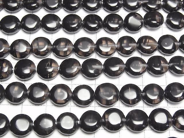 Mitternachts-Spitzen-Obsidian Coin 10x10mm halb oder 1 Strang Perlen (ca. 15 Zoll/38 cm)
