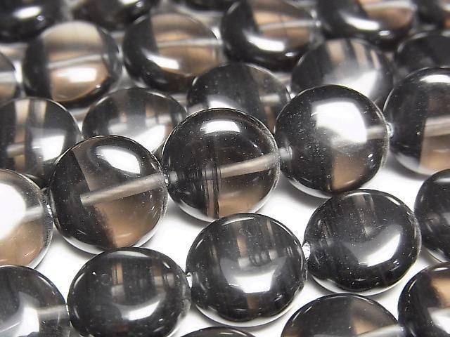 Mitternachts-Spitzen-Obsidian Coin 12x12mm halb oder 1 Strang Perlen (ca. 15 Zoll/38 cm)
