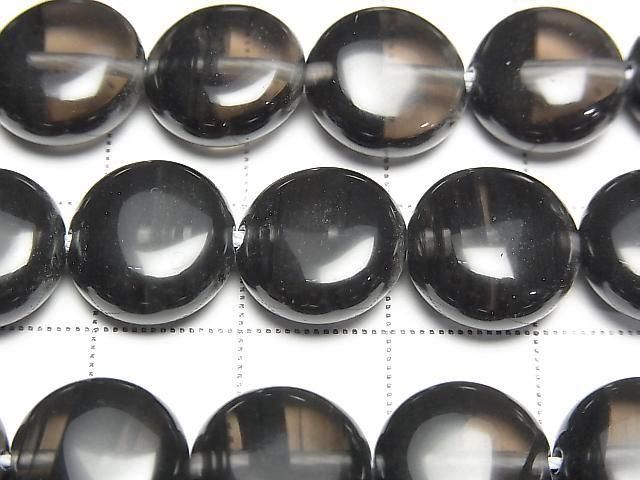 Mitternachts-Spitzen-Obsidian Coin 12x12mm halb oder 1 Strang Perlen (ca. 15 Zoll/38 cm)