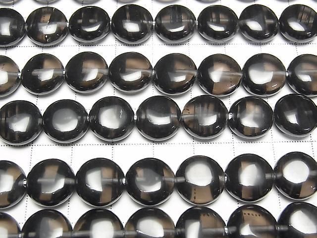 Mitternachts-Spitzen-Obsidian Coin 12x12mm halb oder 1 Strang Perlen (ca. 15 Zoll/38 cm)