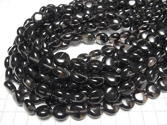 Mitternachts-Spitzen-Obsidian Coin 12x12mm halb oder 1 Strang Perlen (ca. 15 Zoll/38 cm)
