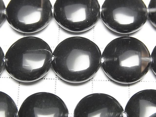 Mitternachts-Spitzen-Obsidian Coin 14x14mm halb oder 1 Strang Perlen (ca. 15 Zoll/37 cm)