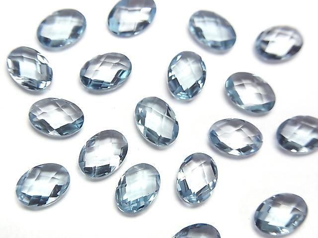 Hochwertiger Schweizer Blauer Topas AAA Lose Stein Oval Kissen-Schliff 7x5mm 2 Stück