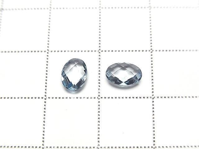 Hochwertiger Schweizer Blauer Topas AAA Lose Stein Oval Kissen-Schliff 7x5mm 2 Stück