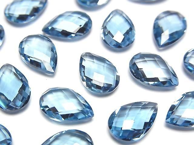 Hochwertiger Schweizer Blauer Topas AAA Lose Stein Tropfenform Kissen-Schliff 12x8mm 1 Stück