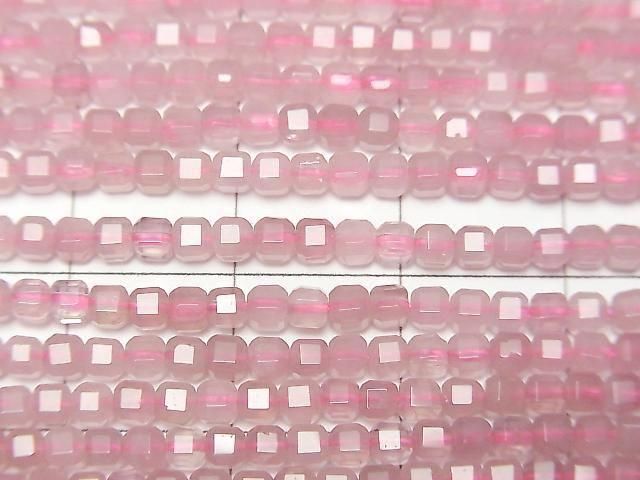 High Quality! Deep Rose Quartz AA++ Cube Shape 2x2x2mm 1strand beads (approx. 15 inches/38 cm)