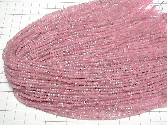 High Quality! Deep Rose Quartz AA++ Cube Shape 2x2x2mm 1strand beads (approx. 15 inches/38 cm)