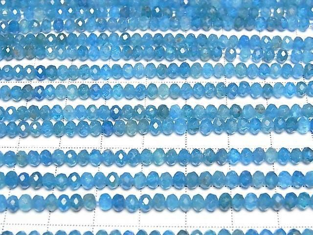 Hochwertig! Blauer Apatit AA++ facettierte Knopf-Rondelle 4x4x3mm 1 Strang Perlen (ca. 15 Zoll/36 cm)