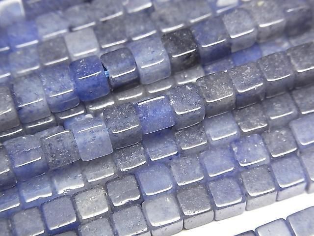 Blauer Quarz Würfel 4x4x4mm 1 Strang Perlen (ca. 15 Zoll/36 cm)