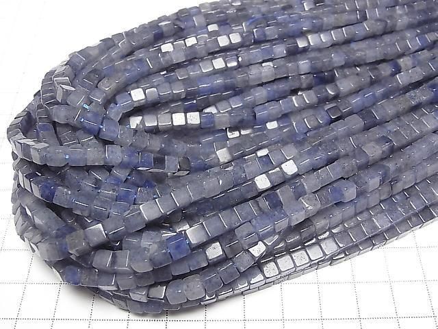 Blauer Quarz Würfel 4x4x4mm 1 Strang Perlen (ca. 15 Zoll/36 cm)