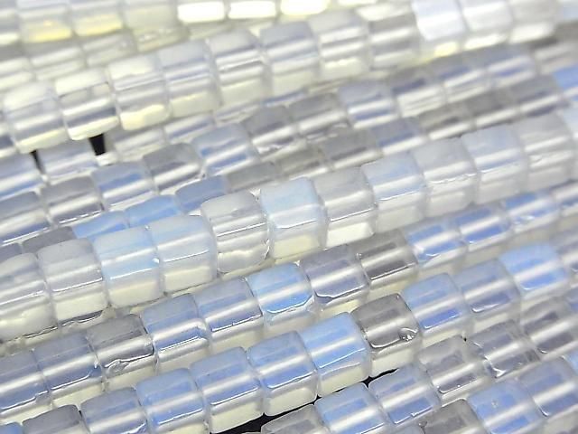 Synthetischer Opal Würfel 4x4x4mm 1 Strang Perlen (ca. 15 Zoll/36 cm)