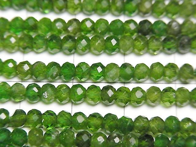 Hochwertig! Chromdiopsid AA++ facettierte Knopf-Rondelle 4x4x3mm halb oder 1Strang Perlen (ca. 15 Zoll/37 cm)