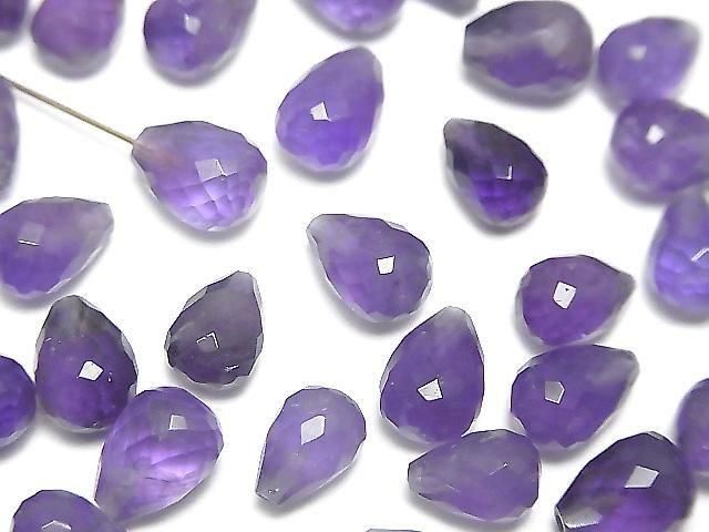 Amethyst AA++ halb durchbohrter facettierter Tropfen 8x6mm 3 Stück