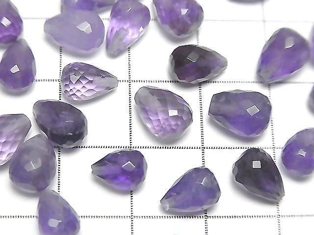 Amethyst AA++ halb durchbohrter facettierter Tropfen 8x6mm 3 Stück