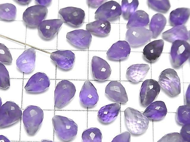 Amethyst AA++ halb durchbohrter facettierter Tropfen 8x6mm 3 Stück