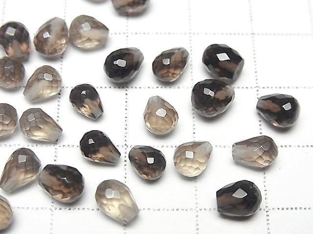 Hochwertig Rauchquarz AAA Halbgebohrtes Loch Facettierte Tropfen 6x5mm 5Stk