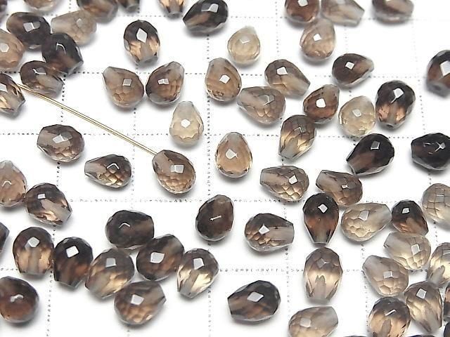 Hochwertig Rauchquarz AAA Halbgebohrtes Loch Facettierte Tropfen 6x5mm 5Stk