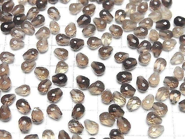 Hochwertig Rauchquarz AAA Halbgebohrtes Loch Facettierte Tropfen 6x5mm 5Stk