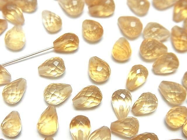 Hochwertig Citrin AAA Halbgebohrtes Loch Facettierte Tropfen 6x5mm 5Stk