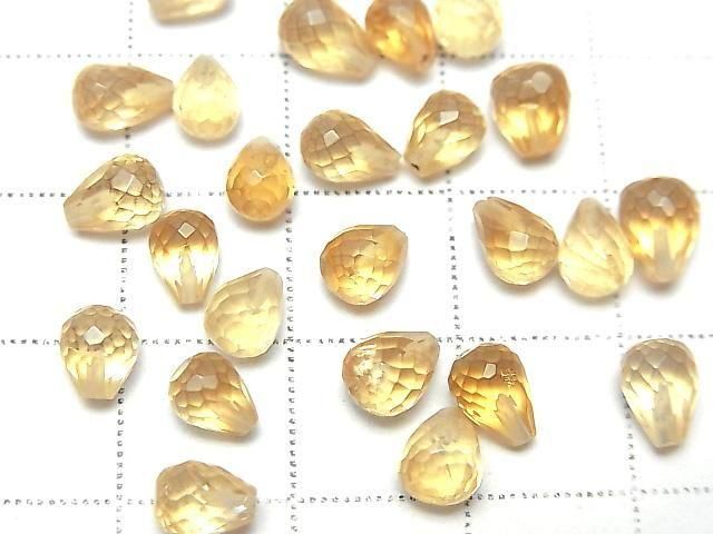 Hochwertig Citrin AAA Halbgebohrtes Loch Facettierte Tropfen 6x5mm 5Stk
