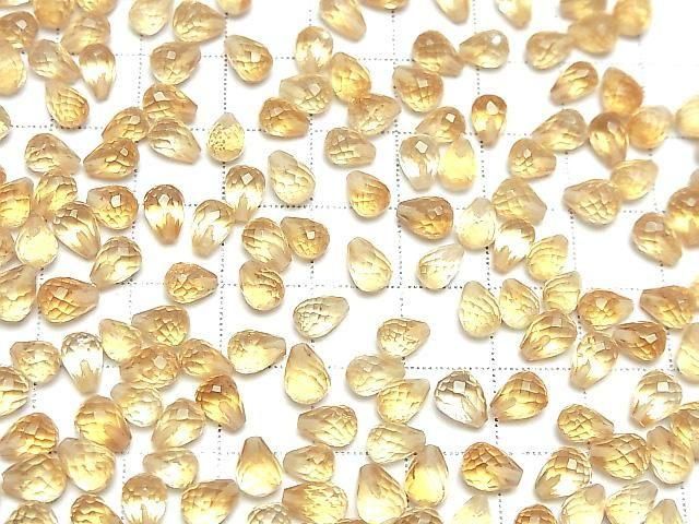 Hochwertig Citrin AAA Halbgebohrtes Loch Facettierte Tropfen 6x5mm 5Stk