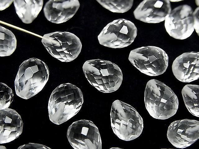 Hochwertig Kristall AAA- Halbgebohrtes Loch Facettierte Tropfen 8x6mm 3Stk