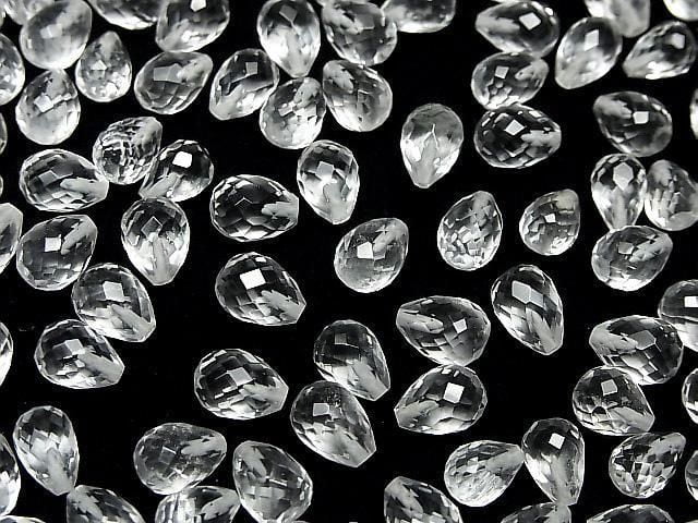 Hochwertig Kristall AAA- Halbgebohrtes Loch Facettierte Tropfen 8x6mm 3Stk