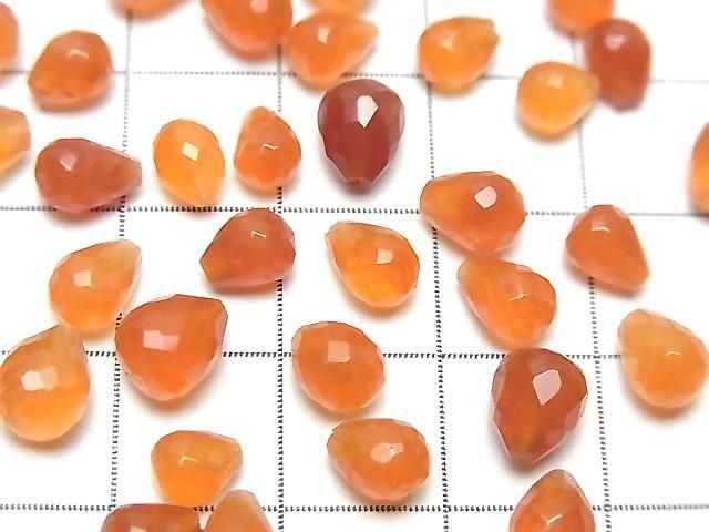 High Quality Carnelian AAA Half Drilled Hole Faceted Drop 6x5mm 5pcs