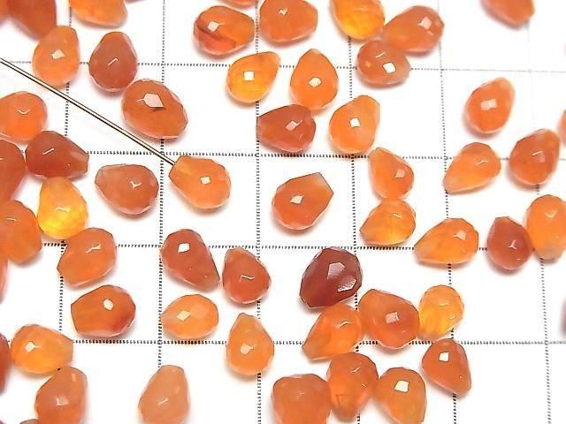 High Quality Carnelian AAA Half Drilled Hole Faceted Drop 6x5mm 5pcs