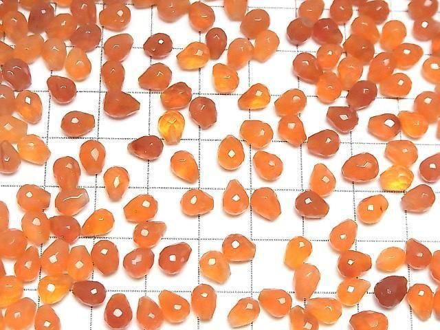 High Quality Carnelian AAA Half Drilled Hole Faceted Drop 6x5mm 5pcs