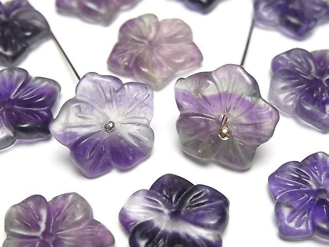 Lila Fluoritblume 14mm Zentrum Loch 2 Stück