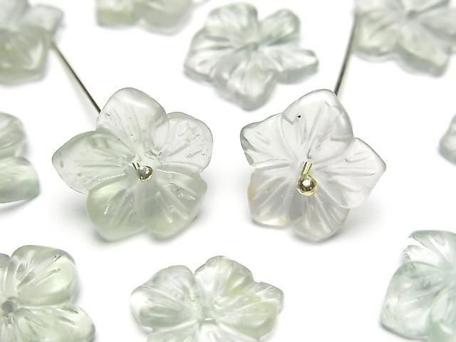 Grüner Fluoritblume 14mm Zentrum Loch 2 Stück
